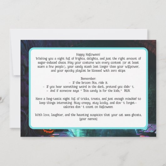 Tunnel of Terrors Card 招待状 (裏面)