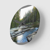 Tuolumne River by Campground, Yosemite, CA ラウンド壁時計 (傾斜)