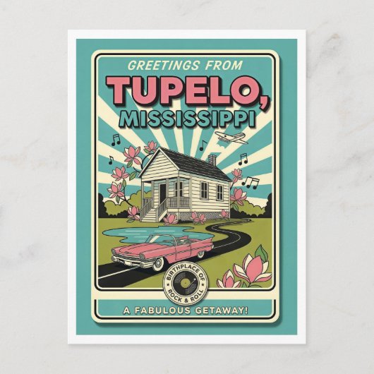 Tupelo, MS Retro Travel ポストカード (正面)