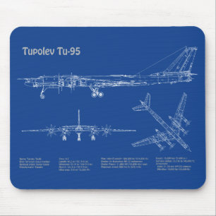 Tupolev Tu-95 – 飛行機の設計図の計画AD マウスパッド