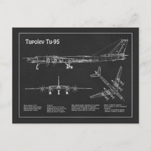 Tupolev Tu-95 – 飛行機の設計図の計画PD ポストカード