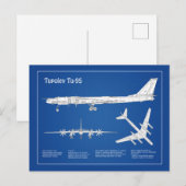 Tupolev Tu-95 – 飛行機の設計図プランABD ポストカード (正面/裏面)