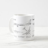 Tupolev Tu-95 – 飛行機の設計図プランBD コーヒーマグカップ (正面左)