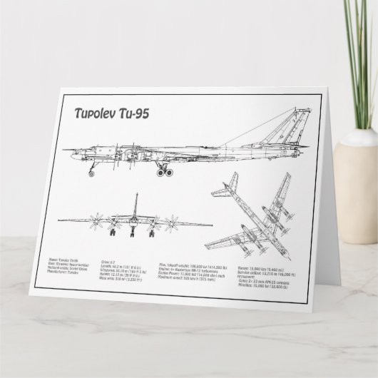 Tupolev Tu-95 – 飛行機の設計図プランBD サンキューカード (正面)