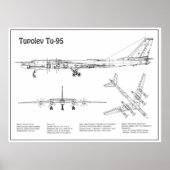 Tupolev Tu-95 – 飛行機の設計図プランBD ポスター (正面)