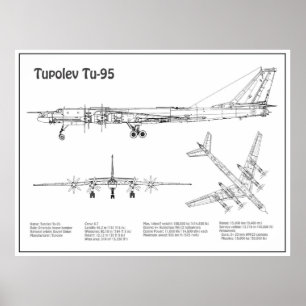 Tupolev Tu-95 – 飛行機の設計図プランBD ポスター