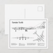 Tupolev Tu-95 – 飛行機の設計図プランBD ポストカード (正面/裏面)