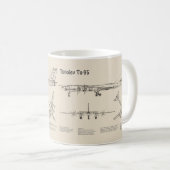 Tupolev Tu-95 – 飛行機の設計図プランSD コーヒーマグカップ (正面右)