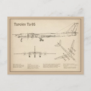 Tupolev Tu-95 – 飛行機の設計図プランSD ポストカード
