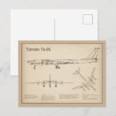 Tupolev Tu-95 – 飛行機の設計図プランSD ポストカード (正面/裏面)
