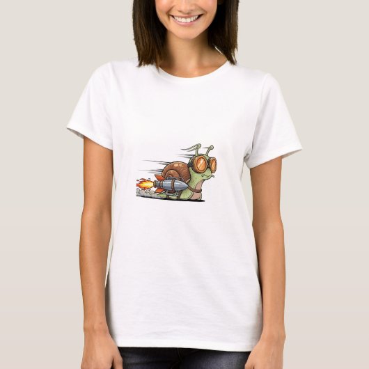 Turbo-Charged Snail Racer with Rocket Booster Tシャツ (正面)
