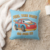 Turbo Racer "Feel The Fast" Cartoon Sports Car クッション (ブランケット)
