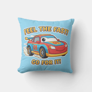 Turbo Racer "Feel The Fast" Cartoon Sports Car クッション