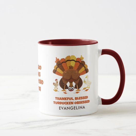 TURDUCKEN OBSESSED Fun Thanksgiving FRIENDSGIVING マグカップ (右)