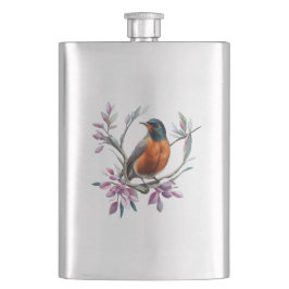 Turdus migratorius Surrounded By Mountain Laurel フラスク