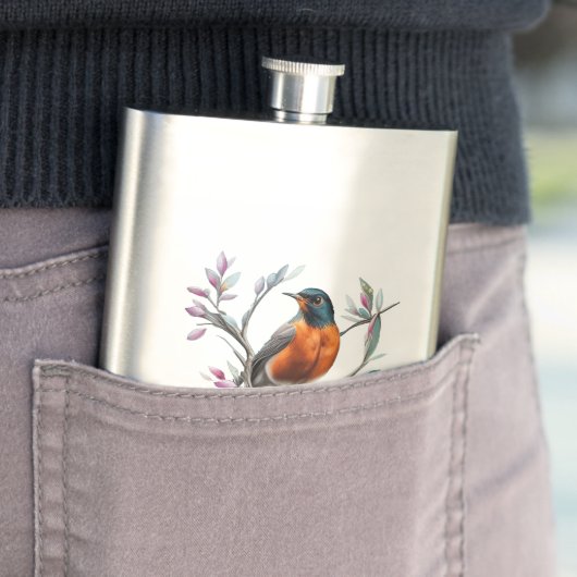 Turdus migratorius Surrounded By Mountain Laurel フラスク (インサイチュ)