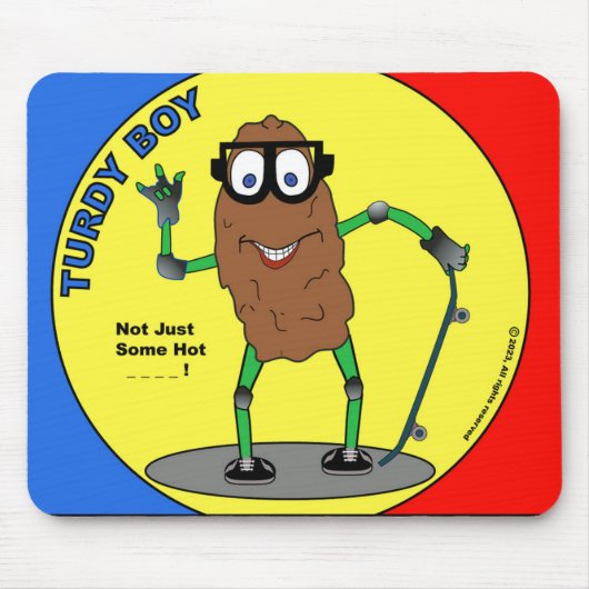 Turdy Boy Stand – 赤と青のマウスパッド – クリーン マウスパッド (正面)