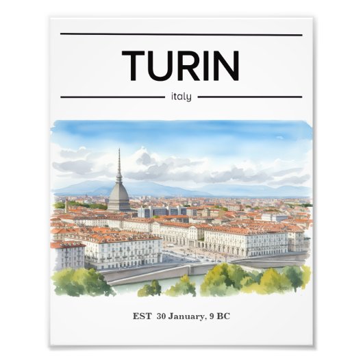 Turin watercolor poster フォトプリント            (正面)