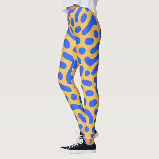 Turing Pattern Abstract Leggings | Blue and Gold レギンス (左)