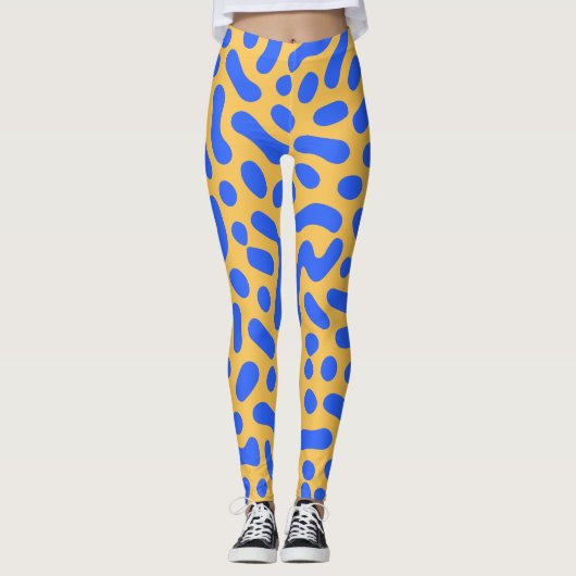 Turing Pattern Abstract Leggings | Blue and Gold  レギンス (正面)