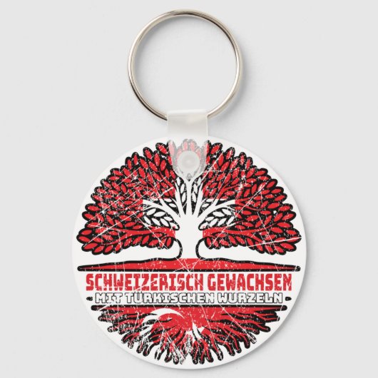 Türkei Türkisch Schweizer Schweiz Baum Wurzel Flag キーホルダー (正面)