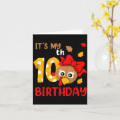 Turkey 10th Birthday Autumn Thanksgiving Party Boy カード (黄色い花)