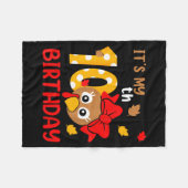 Turkey 10th Birthday Autumn Thanksgiving Party Boy フリースブランケット (正面(横))