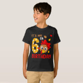 Turkey 6th Birthday Autumn Thanksgiving Party Boy Tシャツ (正面フル)