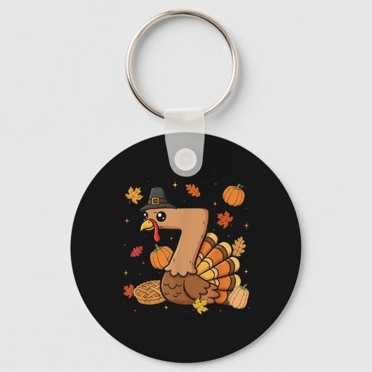 Turkey 7 Thanksgiving Pumpkin Gen Z Alpha Meme Mat キーホルダー (正面)