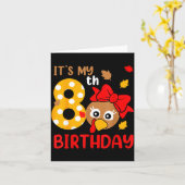 Turkey 8th Birthday Autumn Thanksgiving Party Boy  カード (黄色い花)