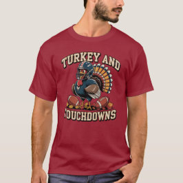 Turkey and Touchdowns Funny Football T-shirt Tシャツ