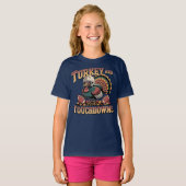 Turkey and Touchdowns Funny Football T-shirt Tシャツ (正面フル)