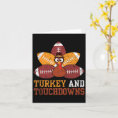 Turkey And Touchdowns Thanksgiving Football Kids T カード (黄色い花)