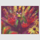 Turkey Bird Floral Red Yellow Whimsical Decoupage 薄葉紙 (正面)