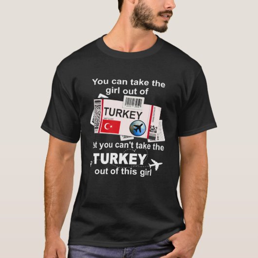 Turkey Boarding Pass  Turkey Girl  Turkey Tシャツ (正面)