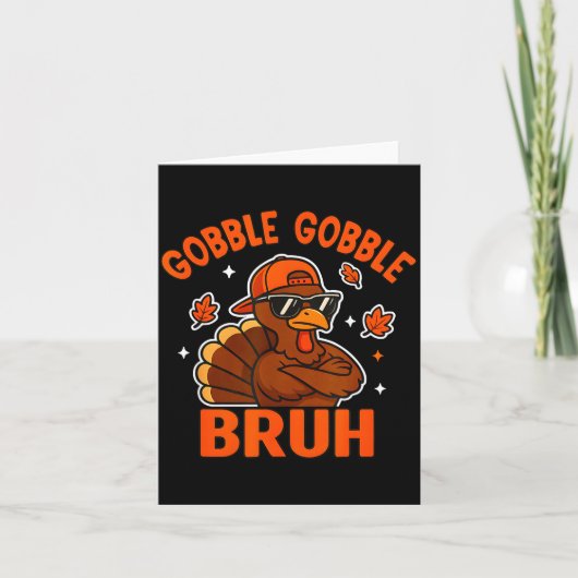 Turkey Bruh Thanksgiving Gobble Shirt Kids Teens B カード (正面)