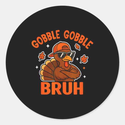 Turkey Bruh Thanksgiving Gobble Shirt Kids Teens B ラウンドシール (正面)
