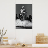 Turkey Bubble Bath Print, Black and White Animal ポスター (キッチン)