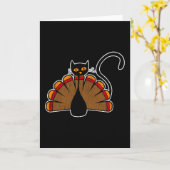 Turkey Cat Lover Thanksgiving Family Kids Kitty カード (黄色い花)
