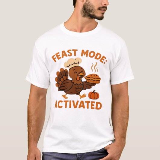 Turkey Chef with Pumpkin Pie Oversized T-Shirt.png Tシャツ (正面)
