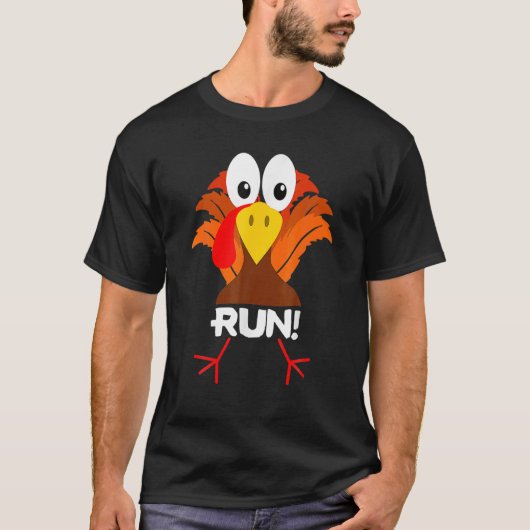 Turkey Costume Adult Running Face Turkey Trot Tシャツ (正面)