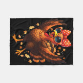Turkey Dancing Turkey Day Womens Fall Cute Bow Tha フリースブランケット (正面(横))
