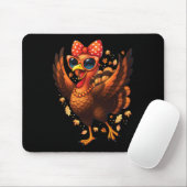 Turkey Dancing Turkey Day Womens Fall Cute Bow Tha マウスパッド (マウス)