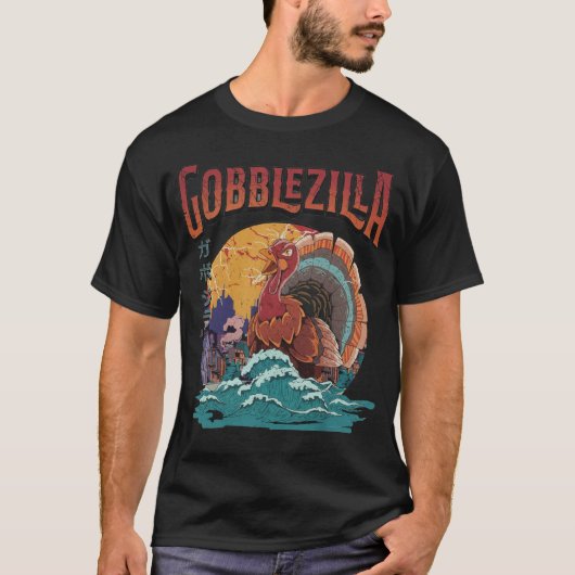 Turkey Day Thanksgiving Gobblezilla Kaiju Monster Tシャツ (正面)