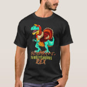 Turkey Dinosaur Happy Dinner Thanksgiving Hello Fa Tシャツ (正面)