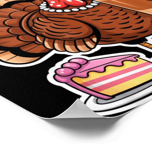 Turkey Drinking Coffee Bow Thanksgiving Womens Tur ポスター (角)