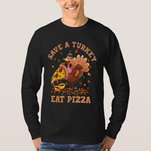 Turkey Eat More Pizza Kids Adult Thanksgiving Paja Tシャツ (正面)