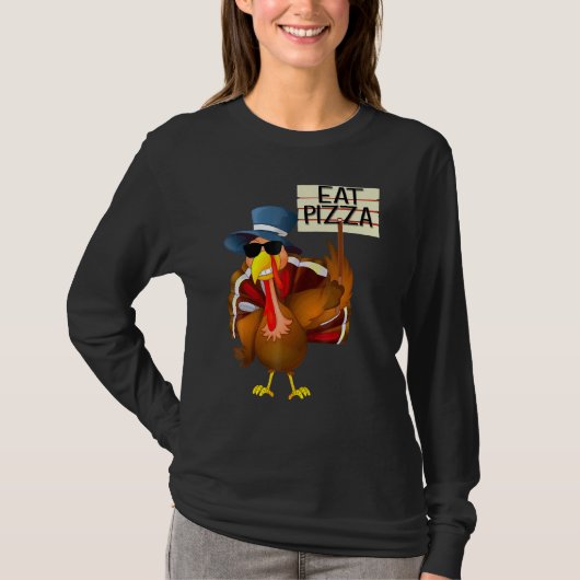 Turkey Eat Pizza Adult Vegan Kids Thanksgiving 10 Tシャツ (正面)
