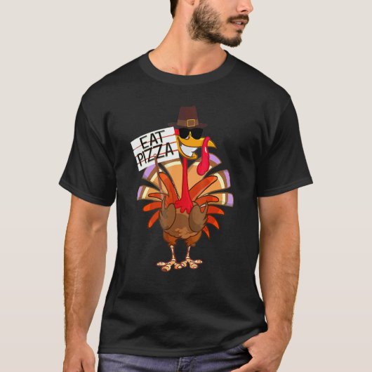 Turkey Eat Pizza Adult Vegan Kids  Thanksgiving 6 Tシャツ (正面)
