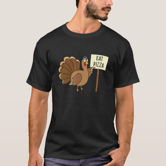 Turkey Eat Pizza Adult Vegan Kids Thanksgiving Tシャツ (正面)